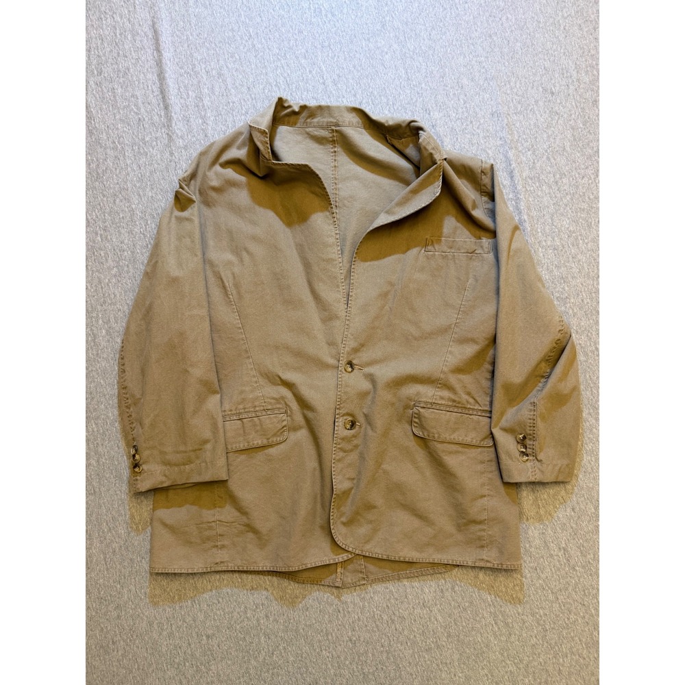 LL Bean Mens Khaki Cotton Blazer Sport Coat Two Button Tan Jacket